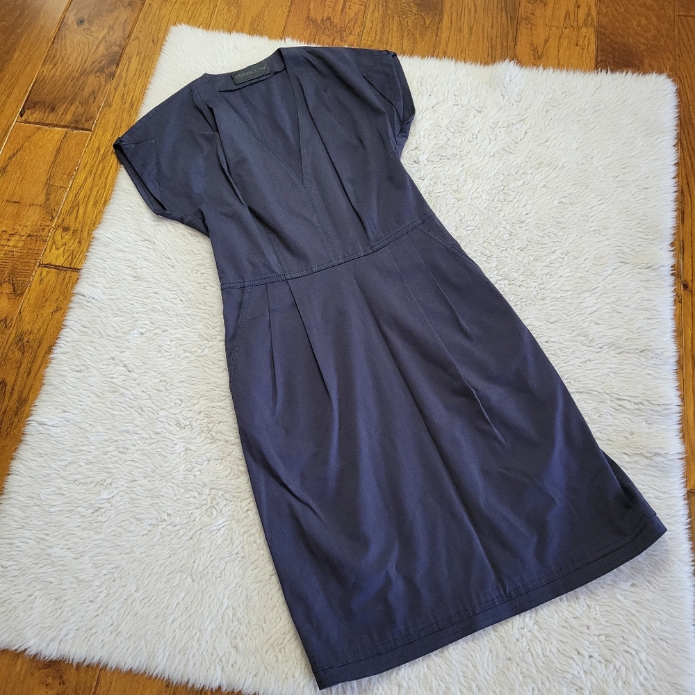 Derek Lam Dress Women's 0 Navy Blue Cotton Utility Nautical Retro Pockets